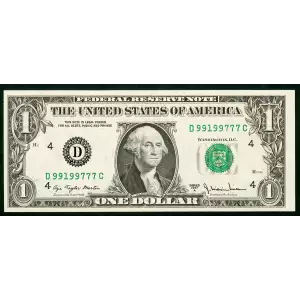 $1 1977-A. Green seal. Small Size $1 Federal Reserve Notes 1910-D