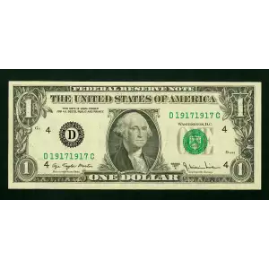 $1 1977-A. Green seal. Small Size $1 Federal Reserve Notes 1910-D