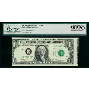 $1 1977-A. Green seal. Small Size $1 Federal Reserve Notes 1910-G