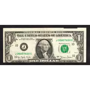 $1 1977-A. Green seal. Small Size $1 Federal Reserve Notes 1910-J