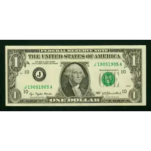 $1 1977 Green seal. Small Size $1 Federal Reserve Notes 1909-J