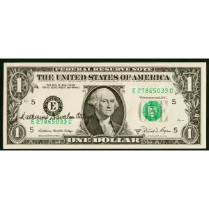 $1 1981-A. Green seal. Small Size $1 Federal Reserve Notes 1912-E