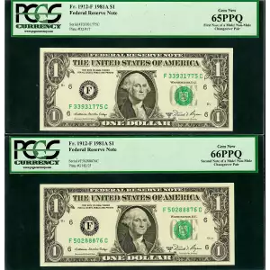 $1 1981-A. Green seal. Small Size $1 Federal Reserve Notes 1912-F