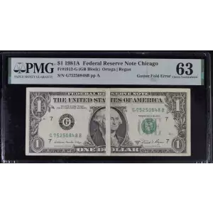 $1 1981-A. Green seal. Small Size $1 Federal Reserve Notes 1912-G