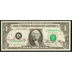 $1 1981 Green seal. Small Size $1 Federal Reserve Notes 1911-A