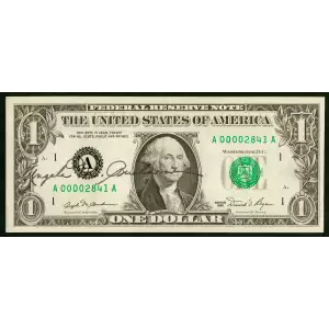 $1 1981 Green seal. Small Size $1 Federal Reserve Notes 1911-A