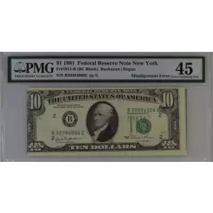 $1 1981 Green seal. Small Size $1 Federal Reserve Notes 1911-B