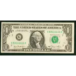 $1 1981 Green seal. Small Size $1 Federal Reserve Notes 1911-G