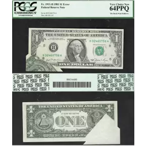 $1 1981 Green seal. Small Size $1 Federal Reserve Notes 1911-H