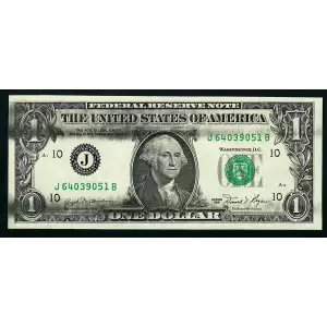 $1 1981 Green seal. Small Size $1 Federal Reserve Notes 1911-J