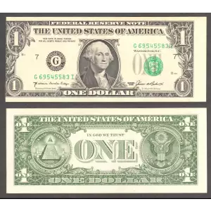 $1 1985 Green seal. Small Size $1 Federal Reserve Notes Chicago 1913-G