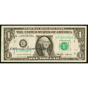 $1 1985 Green seal. Small Size $1 Federal Reserve Notes Chicago 1913-G