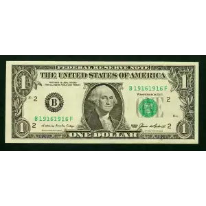 $1 1985 Green seal. Small Size $1 Federal Reserve Notes New York 1913-B