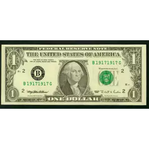 $1 1985 Green seal. Small Size $1 Federal Reserve Notes New York 1913-B