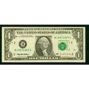 $1 1985 Green seal. Small Size $1 Federal Reserve Notes New York 1913-B