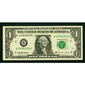 $1 1985 Green seal. Small Size $1 Federal Reserve Notes New York 1913-B