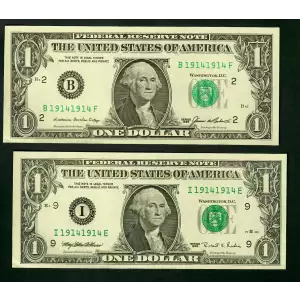 $1 1985 Green seal. Small Size $1 Federal Reserve Notes New York 1913-B