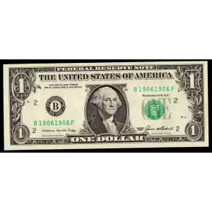 $1 1985 Green seal. Small Size $1 Federal Reserve Notes New York 1913-B