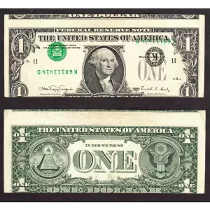$1 1988-A. Green seal. Small Size $1 Federal Reserve Notes 1915-K
