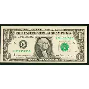 $1 1988 Green seal. Small Size $1 Federal Reserve Notes 1914-E