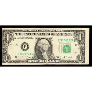 $1 1988 Green seal. Small Size $1 Federal Reserve Notes 1914-F (2)