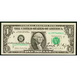 $1 1988 Green seal. Small Size $1 Federal Reserve Notes 1914-G