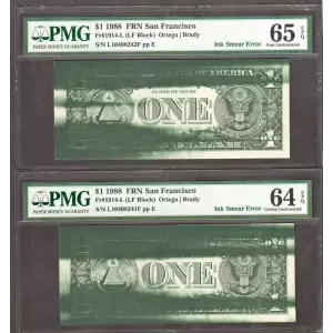 $1 1988 Green seal. Small Size $1 Federal Reserve Notes 1914-L