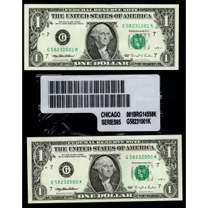 $1 1995 BEP Currency Label Set : First + Last Note with BEP Brick Label Gem