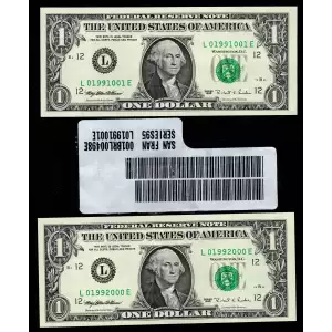 $1 1995 BEP Currency Label Set : First + Last Note with BEP Brick Label Gem
