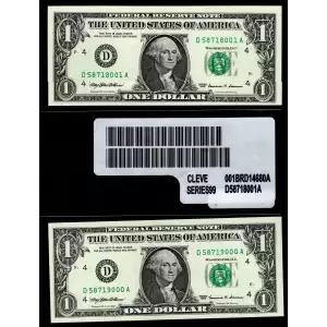 $1 1995 BEP Currency Label Set : First + Last Note with BEP Brick Label Gem