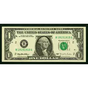 $1 1995 Green seal. Small Size $1 Federal Reserve Notes 1921-B