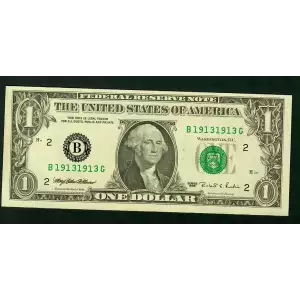 $1 1995 Green seal. Small Size $1 Federal Reserve Notes 1921-B