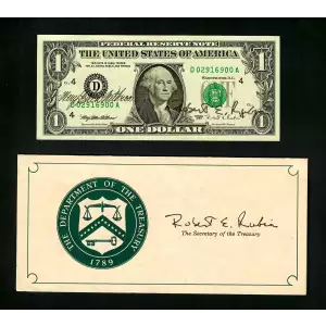 $1 1995 Green seal. Small Size $1 Federal Reserve Notes 1921-D