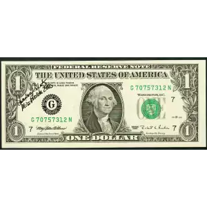 $1 1995 Green seal. Small Size $1 Federal Reserve Notes 1921-G