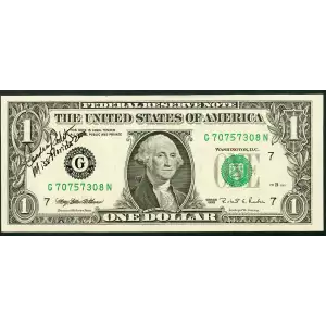 $1 1995 Green seal. Small Size $1 Federal Reserve Notes 1921-G