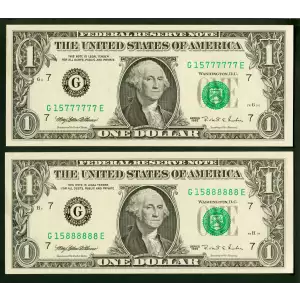 $1 1995 Green seal. Small Size $1 Federal Reserve Notes 1921-G