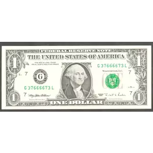 $1 1995 Green seal. Small Size $1 Federal Reserve Notes 1922-G