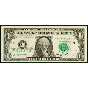 $1 1999 Green seal. Small Size $1 Federal Reserve Notes 1924-C