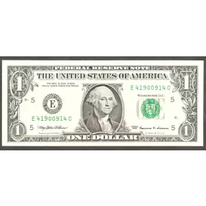 $1 1999 Green seal. Small Size $1 Federal Reserve Notes 1924-E