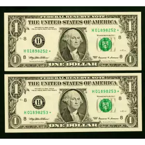 $1 1999 Green seal. Small Size $1 Federal Reserve Notes 1925-H*