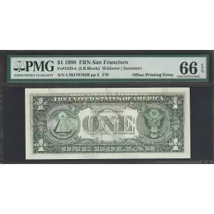 $1 1999 Green seal. Small Size $1 Federal Reserve Notes 1925-L