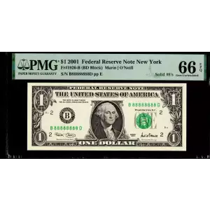 $1 2001 Green seal. Small Size $1 Federal Reserve Notes 1926-B