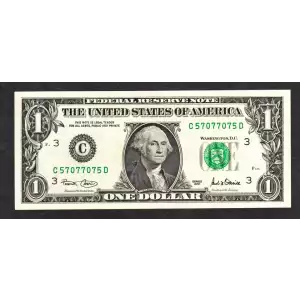 $1 2001 Green seal. Small Size $1 Federal Reserve Notes 1926-C