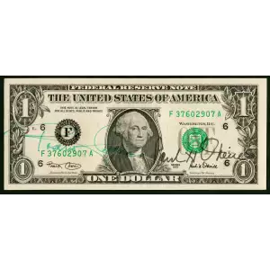 $1 2001 Green seal. Small Size $1 Federal Reserve Notes 1926-F