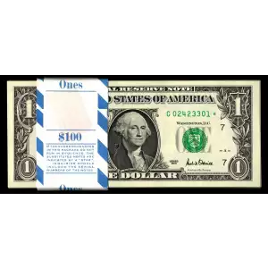 $1 2001 Green seal. Small Size $1 Federal Reserve Notes 1927-G*