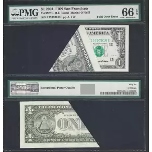 $1 2001 Green seal. Small Size $1 Federal Reserve Notes 1927-L