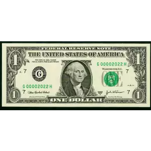 $1 2003-A. Green seal. Small Size $1 Federal Reserve Notes 1931-G