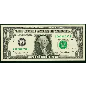 $1 2003-A. Green seal. Small Size $1 Federal Reserve Notes 1931-G