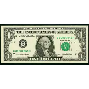 $1 2003-A. Green seal. Small Size $1 Federal Reserve Notes 1931-G