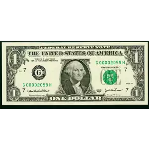 $1 2003-A. Green seal. Small Size $1 Federal Reserve Notes 1931-G